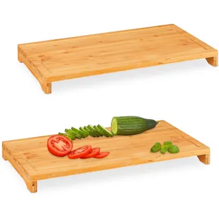 Relaxdays Schneidebrett-Set Holz 2-tlg. 5 x 52 x 29 cm Braun