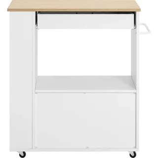 SoBuy FKW113-WN Servierwagen Küchenwagen Kücheninsel Küchenschrank Rollwagen Küchentrolley Mikrowellenschrank Küchenrollwagen Weiß BHT ca.: 75x83x46cm - Weiß