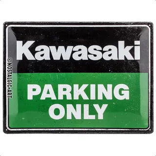 Nostalgic Art Nostalgic-Art Retro Blechschild, Kawasaki – Parking Only Green – Geschenk-Idee für Motorrad-Fans, aus Metall, Vintage-Design zur Deko, 30 x 40 cm