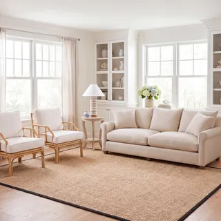 Safavieh Teppich 183 x 274 cm - Natural Fiber Collection - Modernes Design, Natur & Schwarz, Handgewebtes Seegras, Ideal für Wohnzimmer, Eingang, Büro