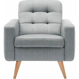 exxpo - sofa fashion Sessel »Nappa, Loungesessel mit aktueller Rückensteppung, bequem und modern« hohe Holzfüße exxpo - sofa fashion