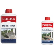 MELLERUD Stein & Platten Imprägnierung | 1 x 1 l & Stein & Platten Intensivreiniger | 1 x 1 l | Effizientes Reinigungsmittel zum Entfernen von Schmutz auf Allen Steinoberflächen im Außenbereich