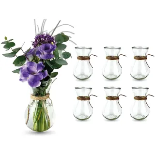 casavetro 6st Tee-Vase Blumen Tisch Dekoration Hochzeit Party Set Flasche Glas klar (6 Stück)