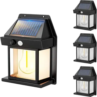 Lumisky Solar-Wandleuchten 4er Set LED Höhe 17 cm schwarz