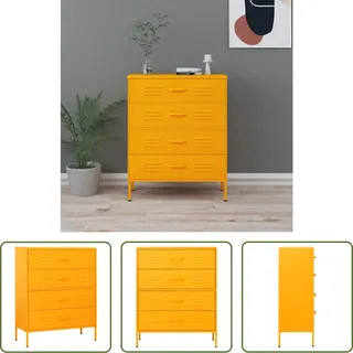 The Living Store Kommode Senfgelb 80x35x101,5 cm Stahl - Gelb