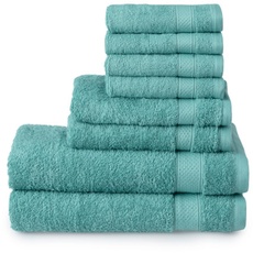 Welhome Aus 100% Baumwolle 8 Stück Handtuch-Set (Enteei); 2 Badetücher, 2 Handtücher und Waschlappen 4, maschinenwaschbar
