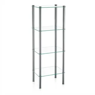 Kela Badezimmer, Regal 30 x 40 x 107 cm LARS, Metall, Badregal stehend, 4 Etagen, Sicherheitsglas, verchromt