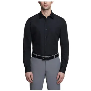 Van Heusen Herren Kleid Hemd tailliert Popeline Solid, Schwarz, 39 cm Hals 81 cm- 84 cm Ärmel