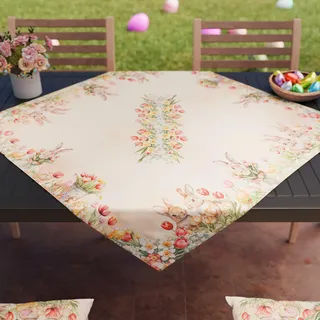 Petti Artigiani Italiani - Ostertischdecke 90 x 90 cm aus schmutzabweisender Mikrofaser, elegant und waschbar, Mittelstück zu Ostern, raffinierte Dekoration, 100% Made in Italy