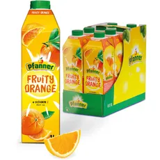 Pfanner Fruity Orangengetränk im Vorratspack (8 x 1 l) - Süß-säuerlicher Genuss aus sonnengereiften Orangen - 25% Saftgehalt