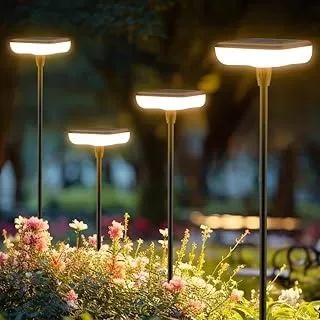 Solarlampen für Außen Garten 4 Stück LED Solarleuchten Warmweiß 1000mAh Solar Gartenleuchten Hell 34 Lumen Solar Lampe IP65 Wasserdicht für Gartendeko Balkon Terrasse Rasen Weg Outdoor