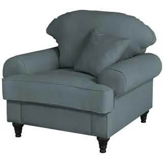 Furn.Design Sessel grau Landhaus, Loungesessel 110 cm , Grau , Holz, Textil , Nachbildung , 110x95x100 cm , Wohnzimmer, Sessel, Polstersessel