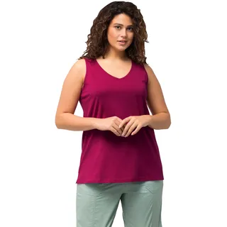Ulla Popken Damen Feminines Top mit V-Neck T-Shirt, magnolienrot, 46-48