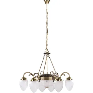 Rabalux 8636 Kronleuchter 8 Spots Annabella, E27-E14, bronze-silber-weiß, rund, Klassisch, ø700mm - Bronze