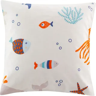 OTTO home Dekokissen "OCEAN" Kissenhülle, 2-er Set, ohne Füllung, Reißverschluß, Motiv: Fische, Wal, weiß, neutral