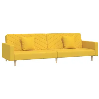 Schlafsofa 2-Sitzer mit 2 Kissen Gelb Stoff - Gelb