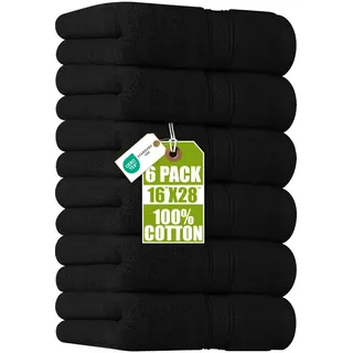 Utopia Towels - Handtücher Set aus Baumwolle - 100% Baumwolle ultraweich und sehr saugfähig, 41x71 cm - 6er Pack (Schwarz)