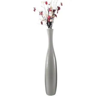 Edelste Deko-Bodenvase – Hohe, wasserdichte Keramikvase für Pampasgras & Dekozweige - stabil, luxuriös, 50-90 cm höhe in Weiß, Schwarz, Grau, Silber und Gold (Grau, 70x13cm)