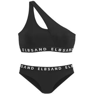 ELBSAND Bustier-Bikini mit Markenschriftzügen in Kontrastfarbe, schwarz,
