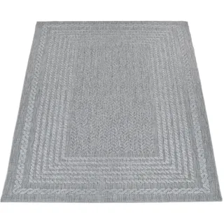 Paco Home Teppich »Liege 390« rechteckig 4 mm Höhe Flachgewebe, melierte Sisal Optik, mit Bordüre, Outdoor geeignet, grau
