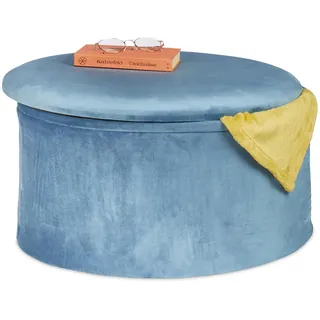 Relaxdays Sitzhocker , Hellblau , Holzwerkstoff, Textil , 57x31x57 cm , Wohnzimmer, Sessel, Hocker & Hockerbänke, Sitzhocker