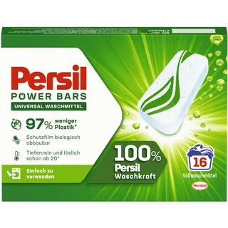 Persil Power Bars Universal Waschmittel (16 Waschladungen), vordosiertes Vollwaschmittel in nachhaltiger Verpackung, für hygienisch reine Wäsche bereits ab 20° C