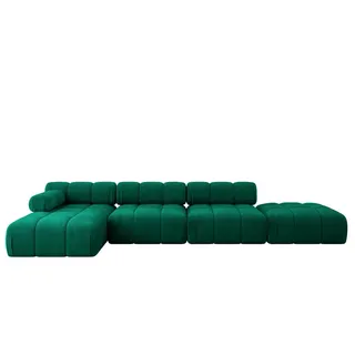 altdecor Ecksofa modulares Sofa Lizur-L2 - 380x160x70 cm Dunkelgrün Velours