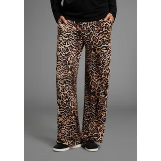 Umstandshose NEUN MONATE "Jerseyhose für Schwangere in Leo Design", Damen, Gr. 44/46, N-Gr, gemustert leo, Jersey, Obermaterial: 95% Viskose, 5% Elasthan, lässig geschnitten lang, Hosen Umstandshose, Umstands-Hose mit weitem Bein
