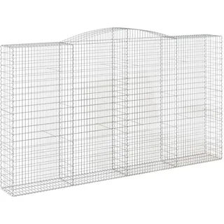 vidaXL Gabione mit Hochbogen 400x50x220/240 cm Verzinktes Eisen - Silber