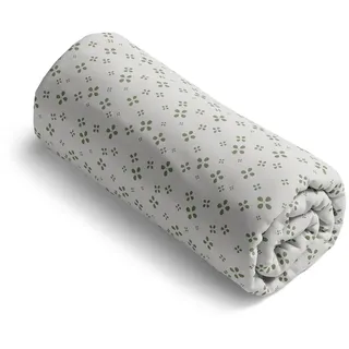 Pure Cotton Spannbettlaken, 60 x 120 x 14 cm – Matratzenschoner integriert, EIN Satin-Spannbettlaken, 100% Baumwolle, Mako Satin, Fadendichte 200, weich, pflegeleicht 40 °C, Oeko-TEX® – weiß/grün