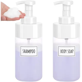 Segbeauty Seifenspender Dusche, 2 Stück 500ml Schaumspender, Spenderflasche mit Schaumpumpe, Schaumspender Seife Leere, für Küche, Bad (Transparent)