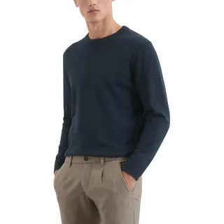 Marc O'Polo Herren Pullover aus Bio-Baumwolle mit Rundhalsausschnitt, Blau (Dark Navy), S