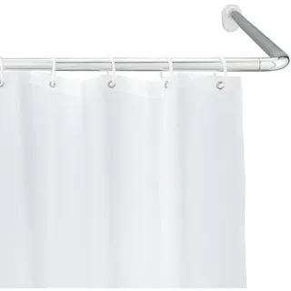 WENKO Winkel Stange Universal Chrom 25 mm Bade Wannen Vorhangs Dusche Aufhängen - Silber