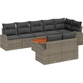 vidaXL Gartensofa-set 9 stk. Grau Poly-Rattan - Grau