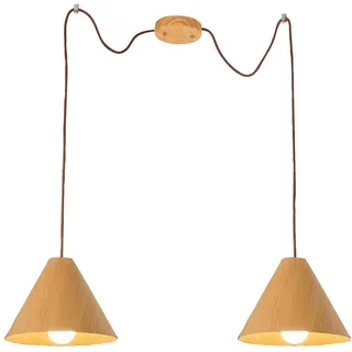 Fabas Luce Pendelleuchte , Holz, Textil , Eiche , 700x350 cm , ISO 9001 , höhenverstellbar , Lampen & Leuchten, Leuchtenserien