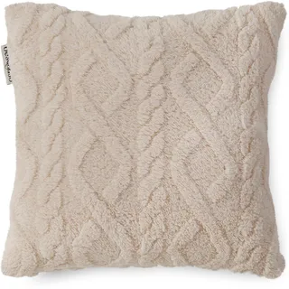 Descanso Dekokissen »Jacquard teddy« Dekokissen, Zierkissen, Weich, 40x40 cm, Teddy, Jacquard, beige
