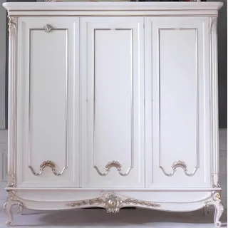 Schrank Kleiderschrank Regal Aufbewahrungs Garderobe Modern Spiegel Holz Design - Weiß