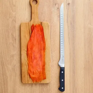 SABATIER - PLUTON Lachsmesser - 30 cm - Starre Klinge mit Hohlschliff und Edelstahlnieten - Ermöglicht das präzise Schneiden von Lachs in dünne Scheiben.