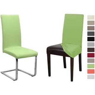 BEAUTEX 2er Set Jersey Stuhlhusse (Farbe wählbar), elastische Uni Stretch-Husse aus Baumwolle Bi-Elastisch (Hellgruen)