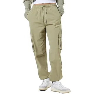 Noisy may Damen Cargo Pants High Waist Stoffhose Tapered Relaxed Fit Paperbag Hose Stretch NMKIRBY