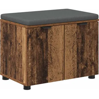 Flurbank mit Kissen mit Regal mit Tür Altholz 60 x 38 x 46 cm - Braun