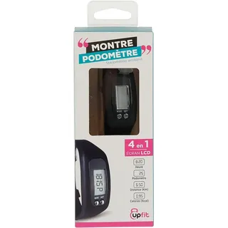 UPFIT - Armbanduhr mit Schrittzähler, LCD-Display, Farbe: Schwarz, zeigt Uhrzeit, Entfernung, Kalorien und Anzahl der Schritte, Armband aus Silikon, einfach zu bedienen, geeignet für jedermann, NC