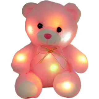 Kuscheltier Leuchtbär - 7 Farben Leuchtend, Rosa - Geschenk für Kinder, Valentinstag, Geburtstag