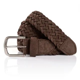 Ledergürtel MONTI "VANCOUVER", Herren, Gr. 85, braun, Obermaterial: 100% Rindsleder, Gürtel Ledergürtel, Flecht-Optik, matt, weich, handgefertigt