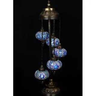 Türkische Stehlampe - Orientalische Lampe - Blau - 5 Mosaik-Glaskugeln - Handgefertigt - 120 cm hoch