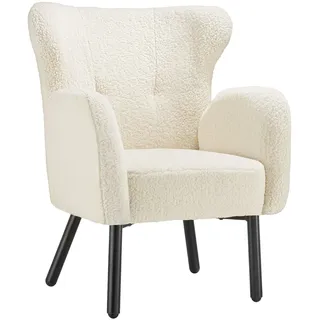 Tectake Relaxsessel Vänersborg Bouclé 72 x 92 x 71 cm Creme höhenverstellbar