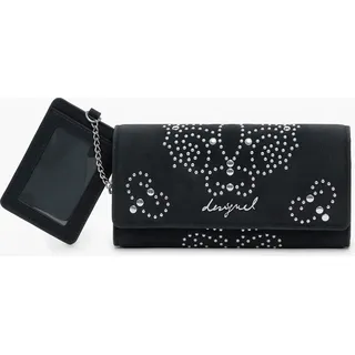 Eleganter Damen Geldbeutel Schwarz mit Nieten und Kartenhalter - Schwarz