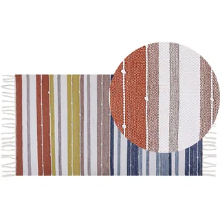 Beliani Outdoorteppich TOZAKLI Bunt 80 x 150 cm Streifenmuster Kurzflor
