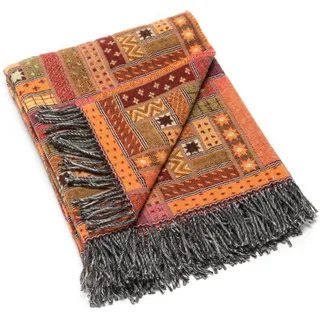 WoolMe Merino Wolldecke Rot Orange 130x180 cm Marta - luxuriöser Geschenkbox - Kuscheldecke flauschig aus Merino Wolle - Plaid Decke perfekt als Sofa Überwurfdecke, Sofadecke, Wohndecke, Couchdecke