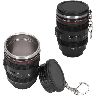 2pcs Kameraobjektiv Kaffeetasse, 100 ml EF 24‐105 mm F 4.0l USM -Simulation Kamera Objektiv Becher Edelstahl -Reisetasse Foto Kaffeebecher Reise Thermos Cup Thermos Kamera Tassen mit Deckel